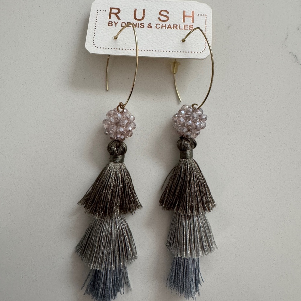 Gray Tassel Earrings